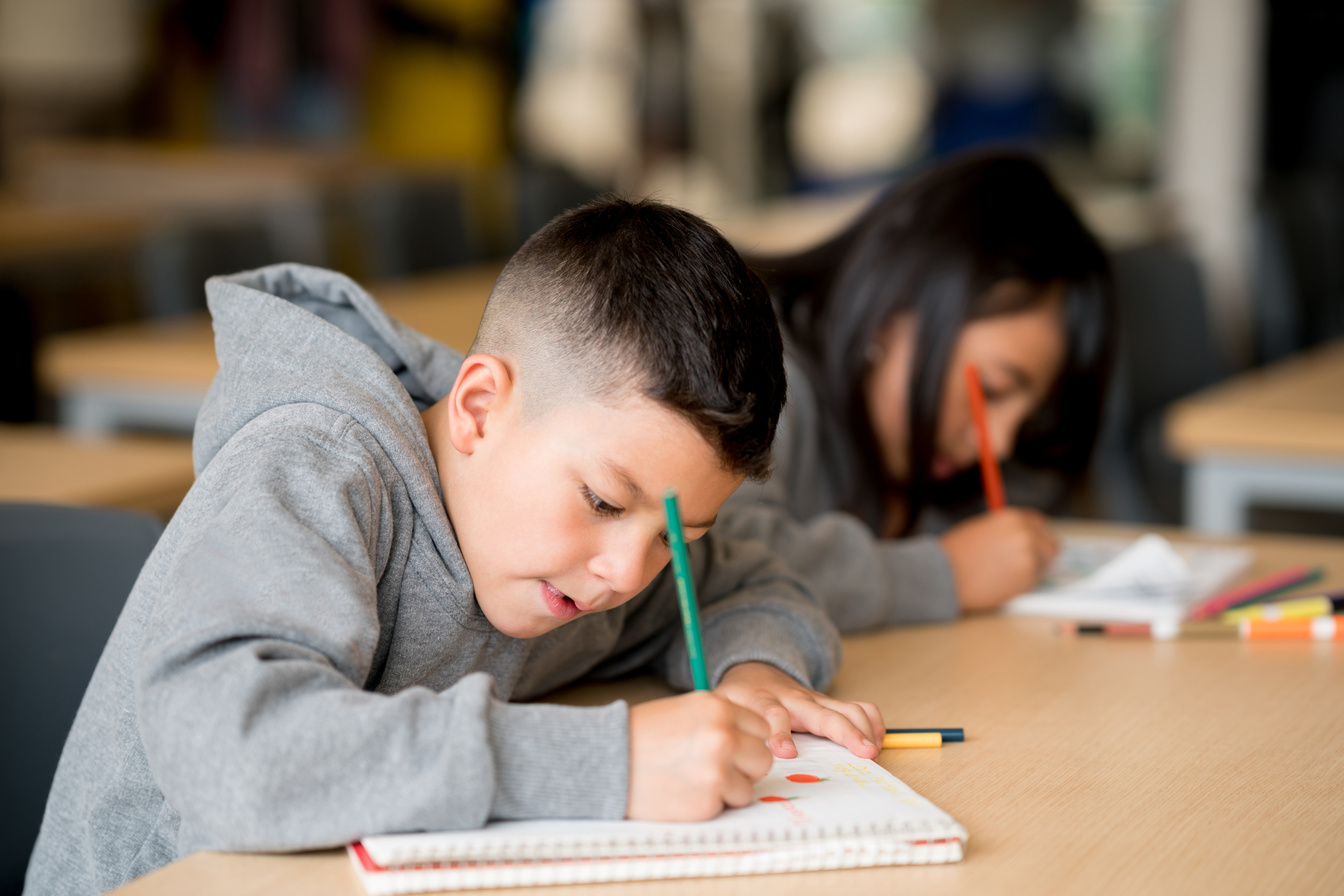 Kids concentrating at school